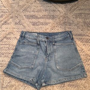 Zara Light Blue Denim High-Waist Shorts